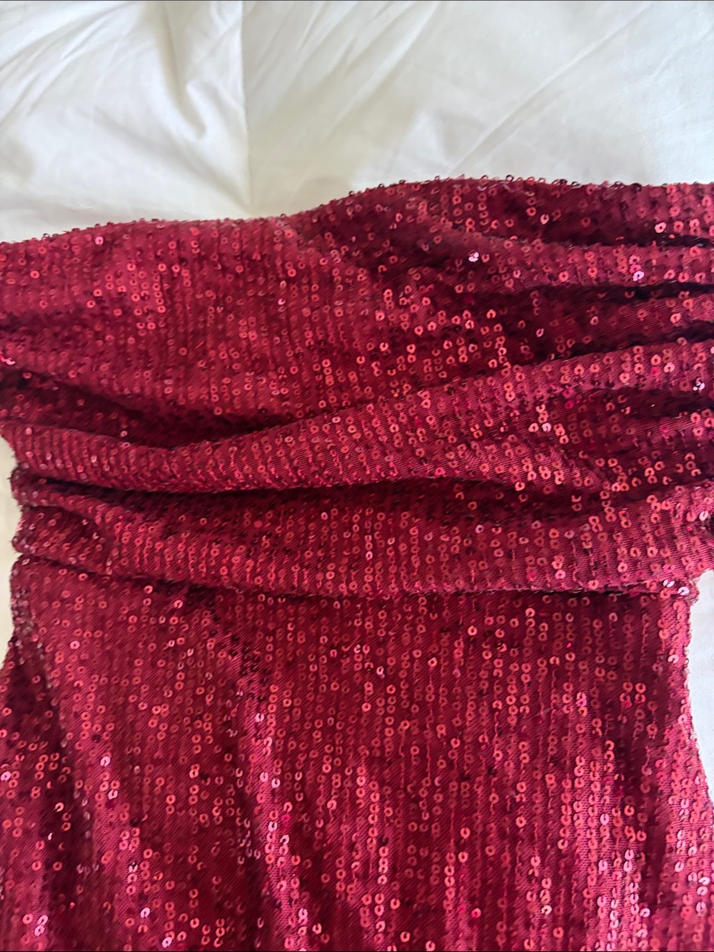 Lucy in the Sky Strapless Burgundy Sequin Cocktail Dress - Picture 3 of 4